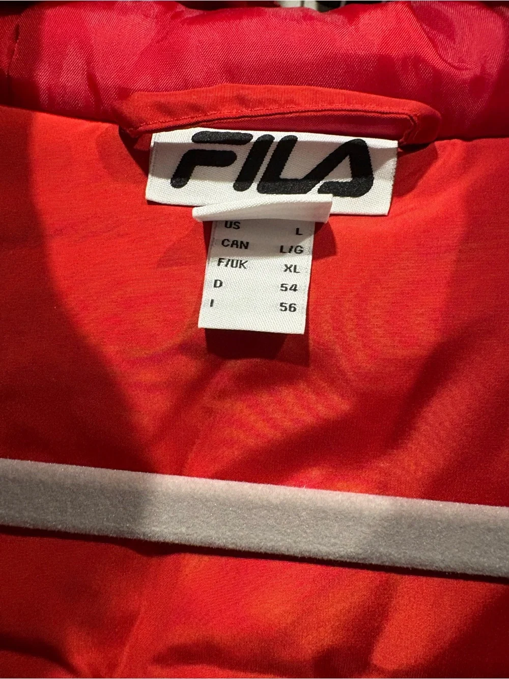FILA Red Puffer Jacket with White Trim